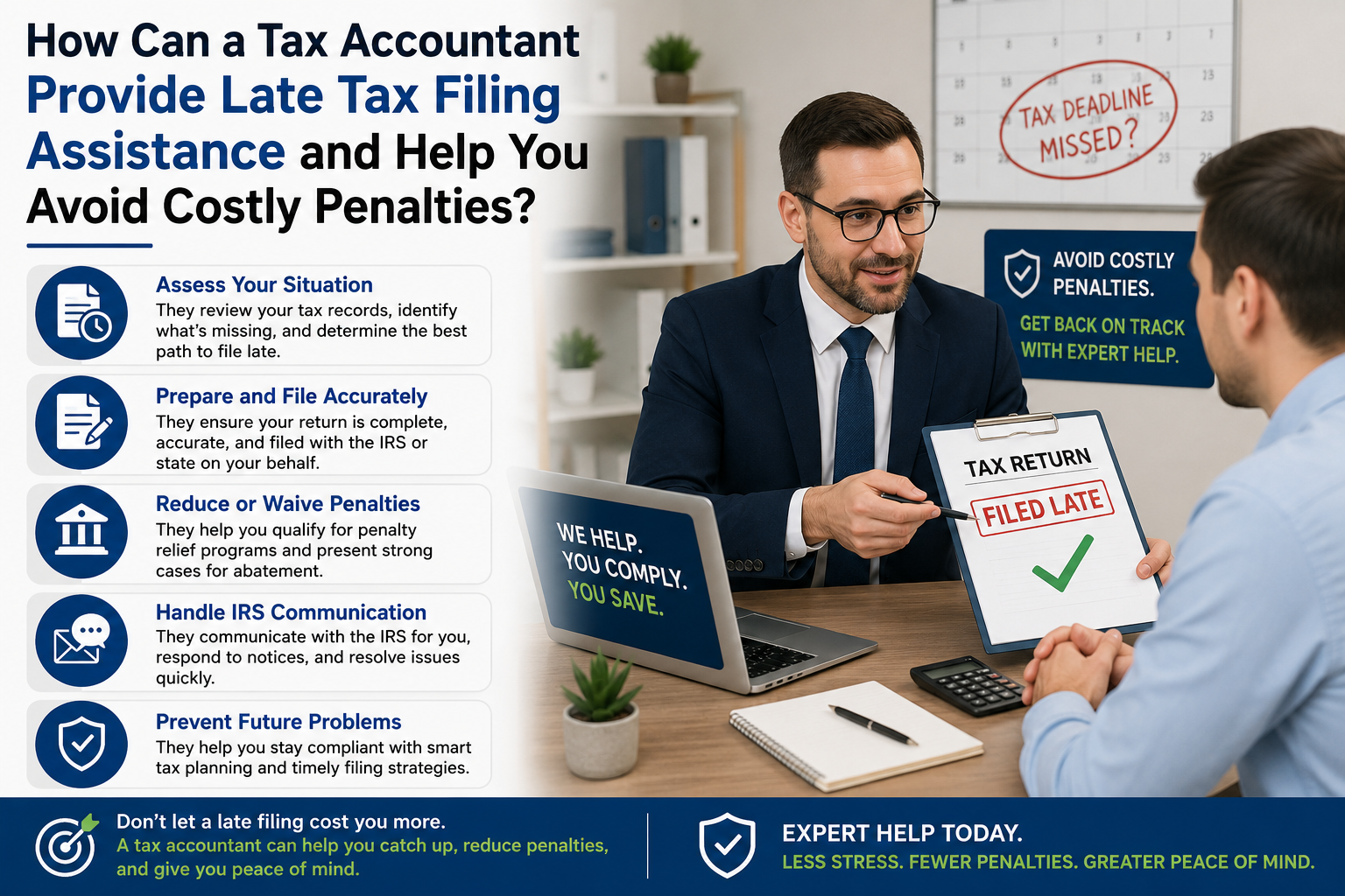 How Can a Tax Accountant Provide Late Tax Filing Assistance and Help You Avoid Costly Penalties?
